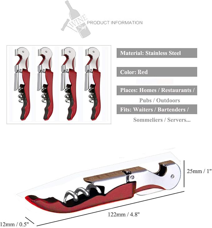 Professional Waiter Corkscrew Wine Openers Set, Heavy Duty Stainless Steel - Image 5
