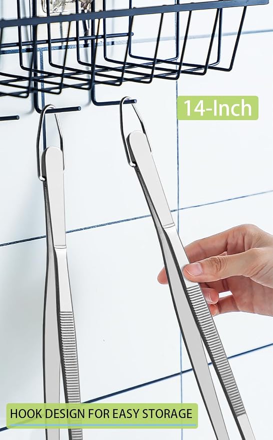 JETKONG 2 Pcs 14-Inch Food Tweezers Stainless Steel Tweezer Tongs Extra-Long - Image 6