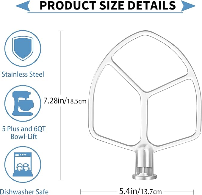Stainless Steel Flat Beater Attachment Compatible - Image 3