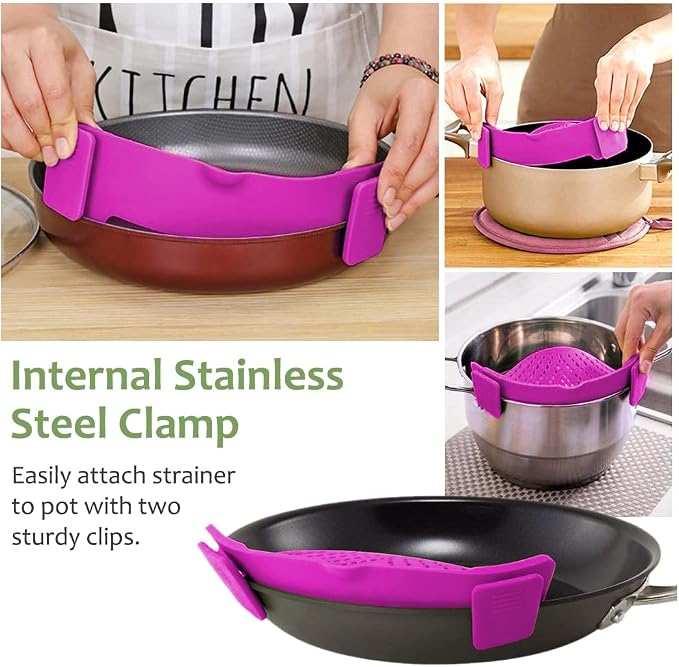 YEVIOR Clip on Strainer for Pots Pan Pasta, Silicone Food Strainer Hands-Free - Image 5