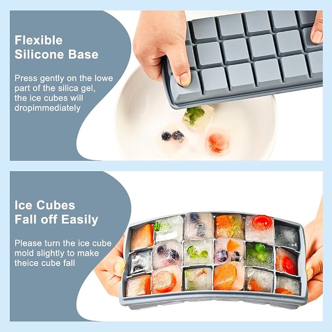 Silicone Ice Cube Tray， Sauton Pack of 2 Ice Cube Mold, 18 Grid Easy Release - Image 5