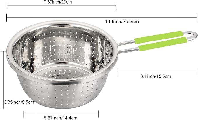 Stainless Steel Perforated Colander Strainer - Image 2
