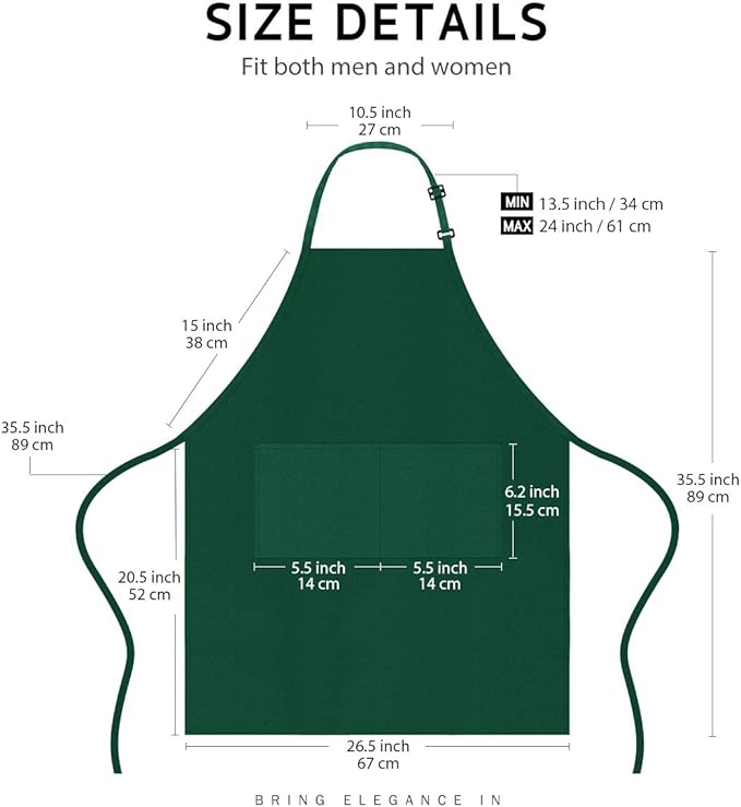 Syntus 12 Pack Bib Apron, Unisex Aprons Adjustable Waterdrop Resistant - Image 2