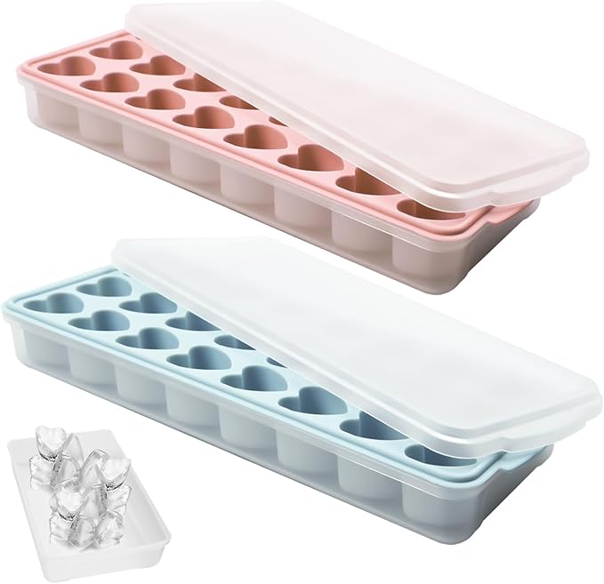 2 Pack Heart Shpaed Ice Cube Trays by FOSOE