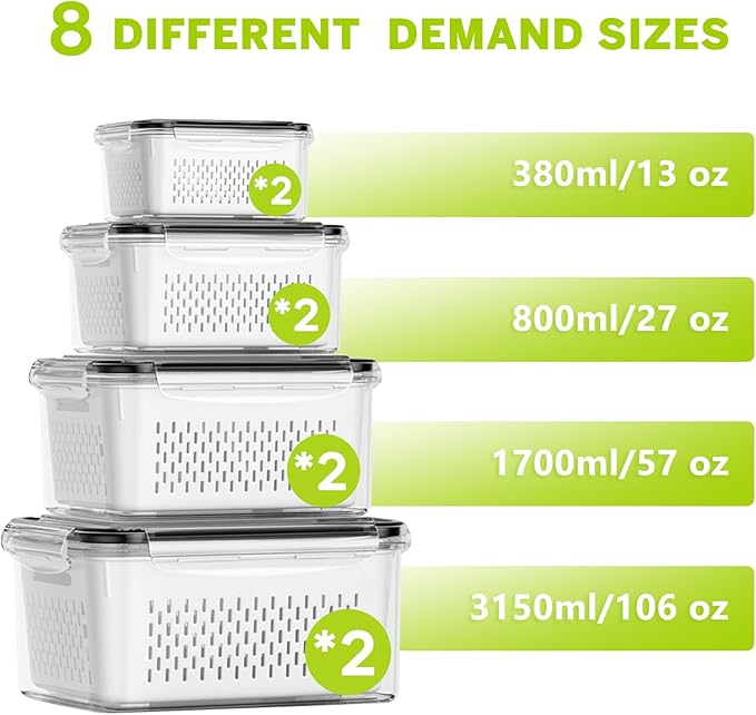 HOMETALL 8 Pack Fruit Storage Containers - Image 3
