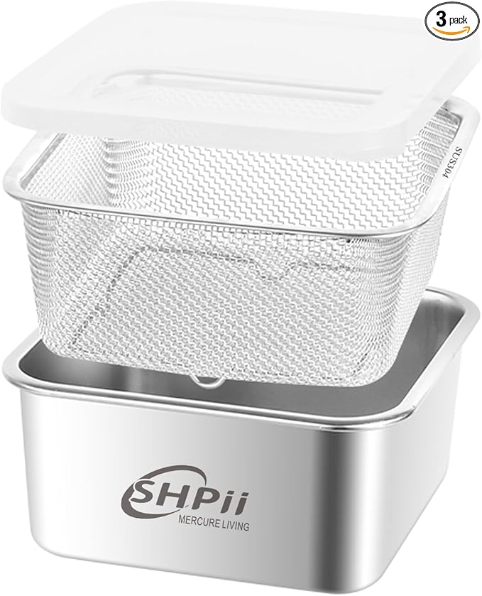 Square Colander Set, 304 stainless steel, by SHPii