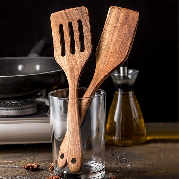 5 Pcs Best Wooden Spoons for Cooking Kitchen Utensils Set Acacia Wood Cooking - Image 6