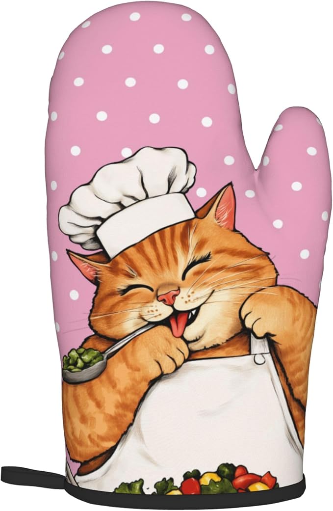 Cat Oven Mitts - Pink Oven Mitts and Pot Holders Sets of 2 Cute Kitten Cooker - Image 8