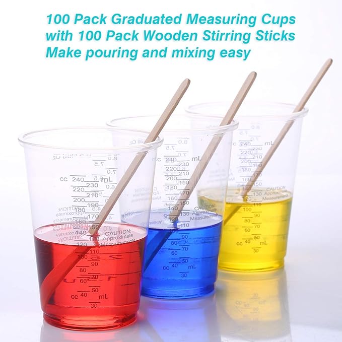 XUXU 50pcs 8oz Graduated Clear Plastic Measuring Cups - Image 5