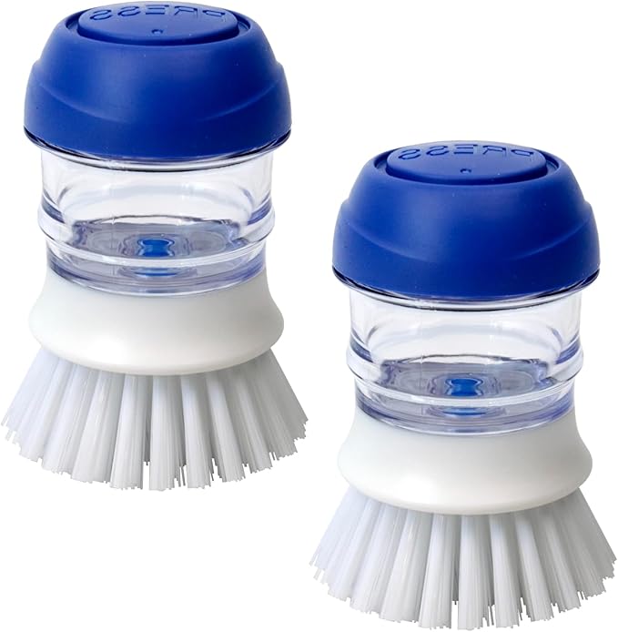 CELOX 2 Pack Dish Brush with Soap Dispenser Soap Dispensing Palm Brush by CELOX