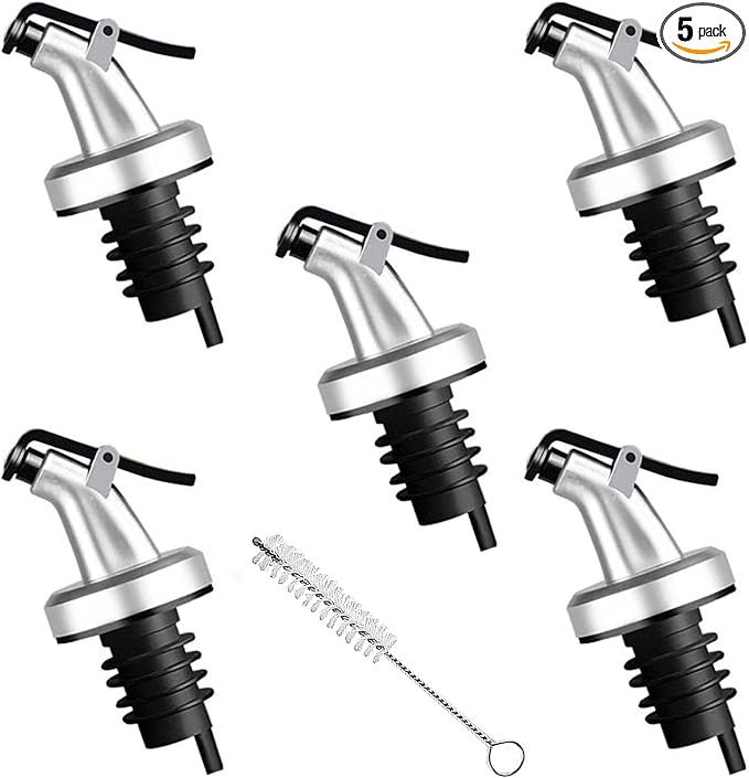 5 Pack Oil Spouts, Olive Oil Vinegar Bottle Stopper Dispenser by Auconda