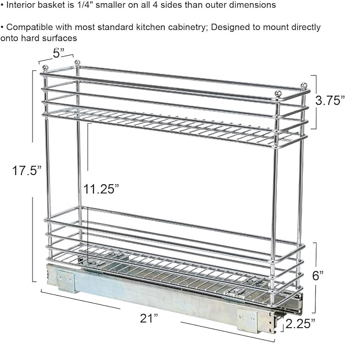 Household Essentials Chrome 2-Tier Sliding Cabinet Organizer - Image 2