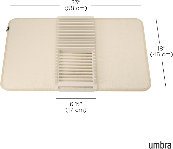 Umbra Udry Dish Rack and Microfiber Drying Mat – Space-Saving Design Folds Up - Image 3