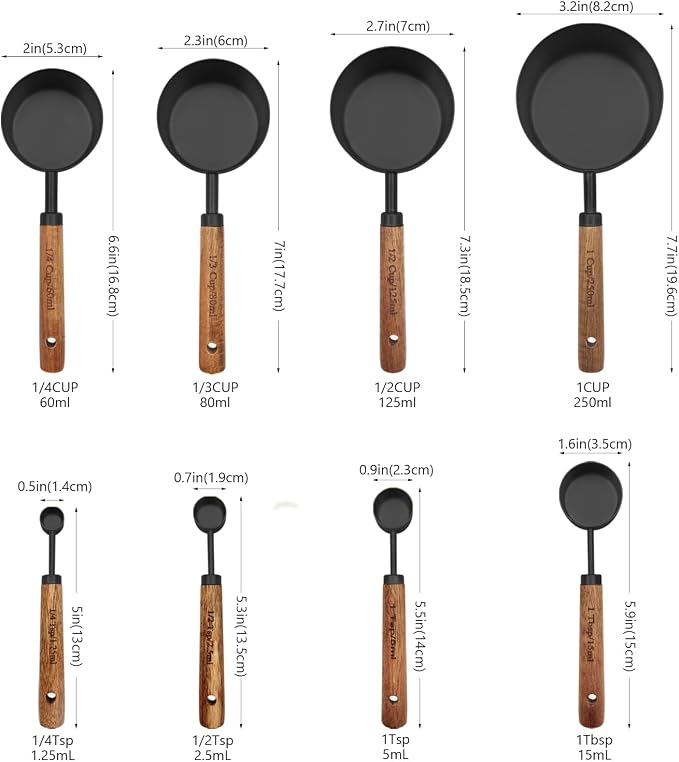 Black Measuring Cups and Spoons Set, Measuring Spoons and Measuring Cup Set - Image 2