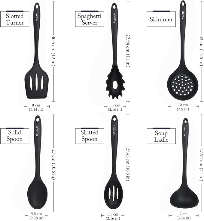 Culinary Couture Black Silicone Kitchen Utensils Set of 6, Non-Stick - Image 3