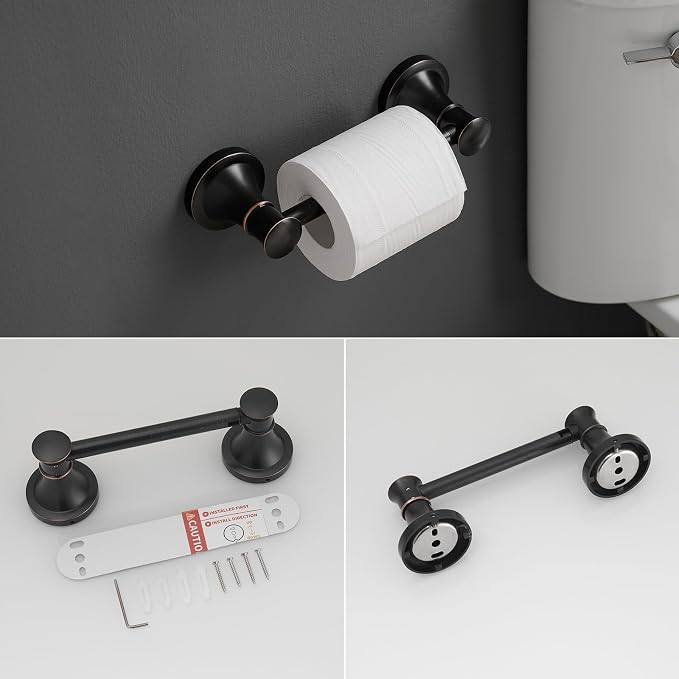 RUMOSE Toilet Paper Holder and Hand Towel Ring Oil Rubbed Bronze Wall Mount - Image 8