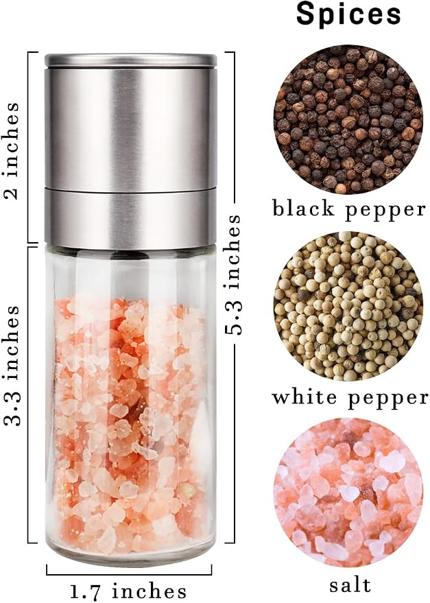 Gulex® Salt and Pepper Grinder Set, Pepper Mill, Sea Salt Shaker Grinder - Image 3
