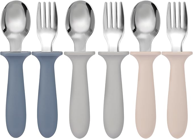 Eascrozn Toddler Forks and Spoons Set, 6 Pack Kids Silverware by Eascrozn