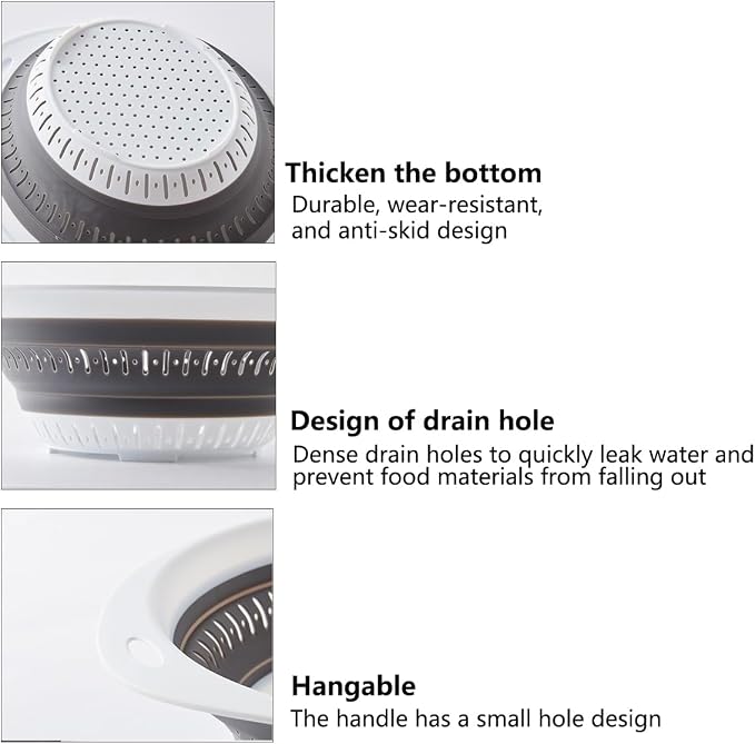 LogFaadCoi 3 Pcs Collapsible Colander and Strainer, Silicone Strainer Colanders - Image 4