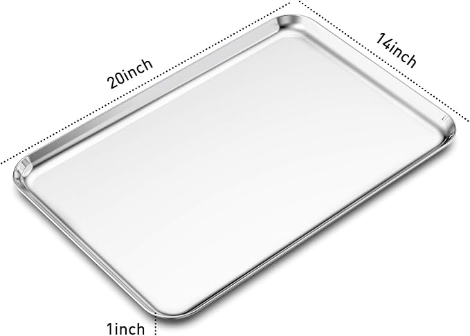 Baking Sheets Set of 2, Bastwe 20 inch Stainless Steel Bakeware Baking Pans - Image 2