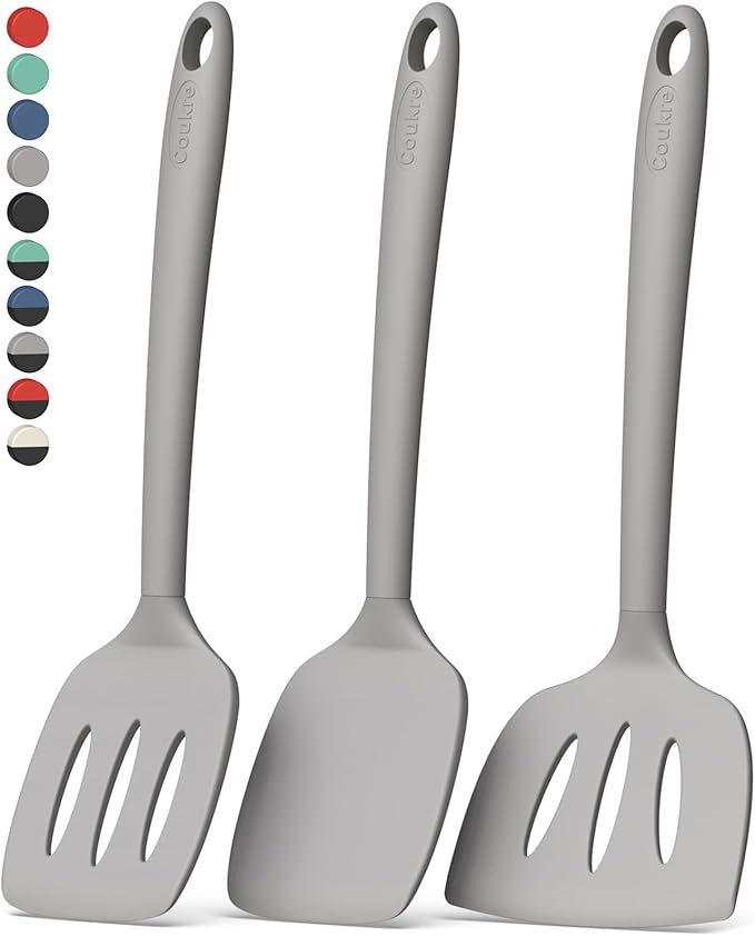 Coukre 3 Pack Silicone Spatula Set, High Heat Resistant, Fish Spatula, Solid & by Coukre