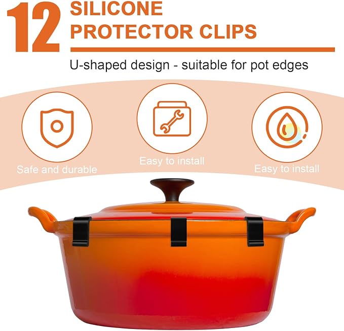 24pcs Dutch Oven Lid Protector Clips, Silicone Dutch Oven Lid Flexible Bumper - Image 3