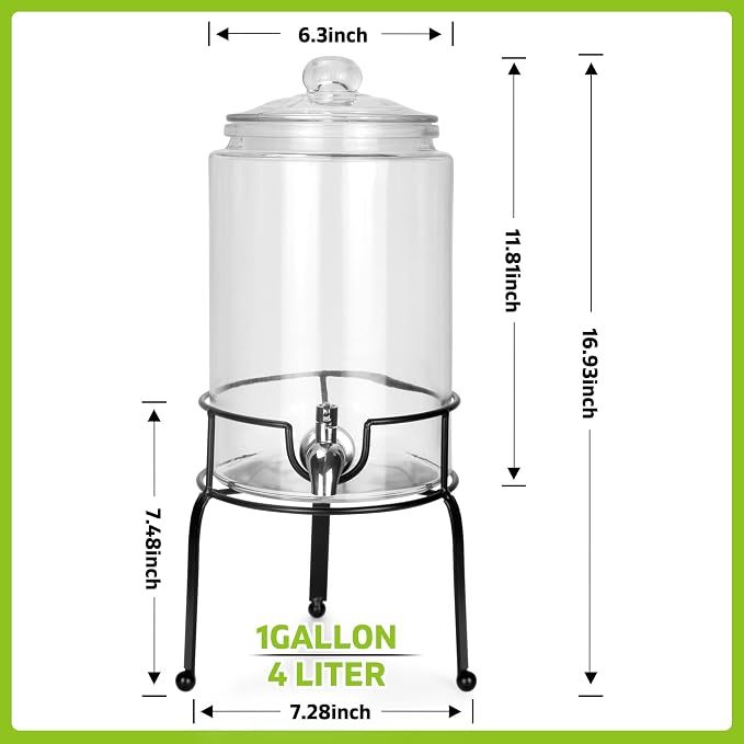 1 Gallon Beverage Dispenser 1 Pack, Stainless Steel Spigot Drink Dispenser - Image 2