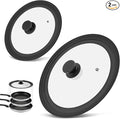 Universal Lid for Pots Pans and Skillets, 2 Pack Pan Cover fit 9", Silicone by KOMOKERU