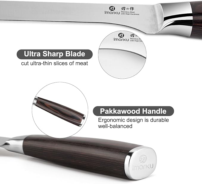 imarku Fillet Knife, German High Carbon Boning Knife, 6-Inch Stainless Steel - Image 8
