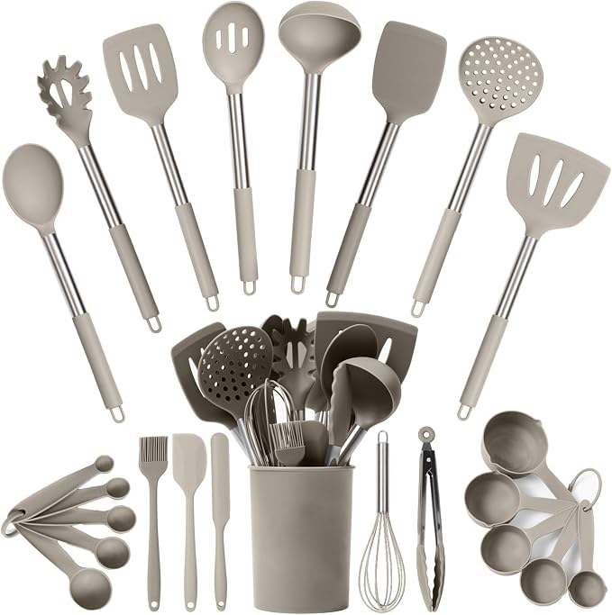 Silicone Kitchen Utensils Set 24 Pieces 450 °F Heat Resistant by CulinaryCouture