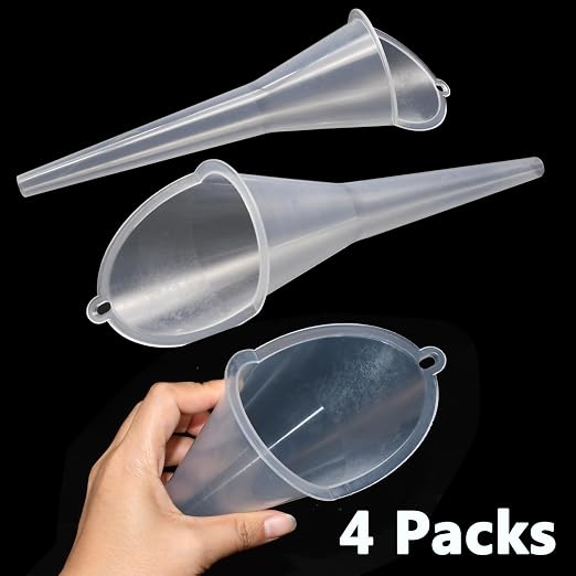 4 Pcs Long Neck Oil Funnel for Automotive, Wide Mouth Plastic Funnel, Long - Image 7