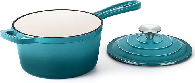 HaSteeL 3 QT Cast Iron Saucepan, Enamel dutch oven by HaSteeL