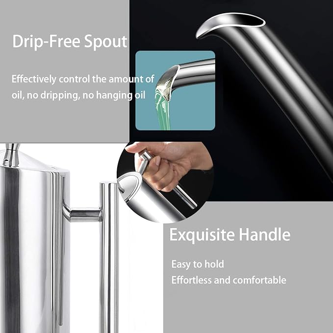Sumerflos Olive Oil Dispenser Bottle Stainless Steel, 700ml/24oz Drip-Free - Image 5