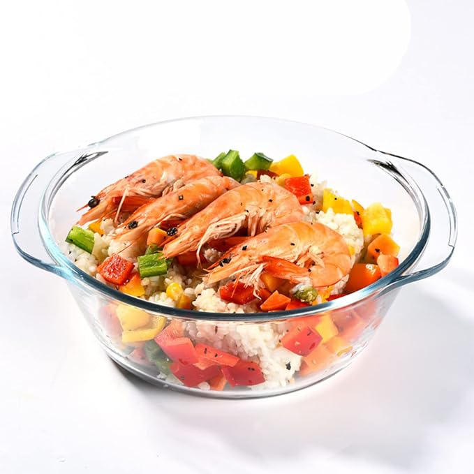 Casserole Baking Dish with 2 pcs, 1.5 QT large, Round with Handle and Lid - Image 3
