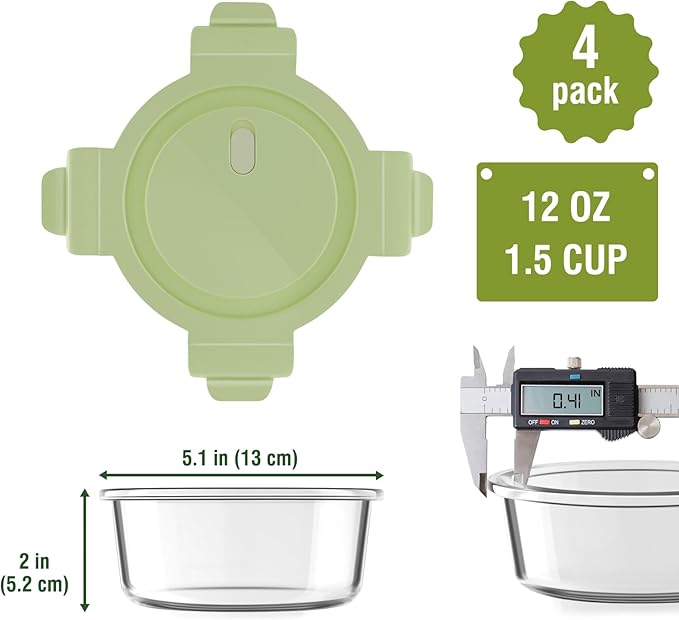 Freshmage 12oz Glass Meal Prep Containers, 1.5 Cup Food Storage Container - Image 3