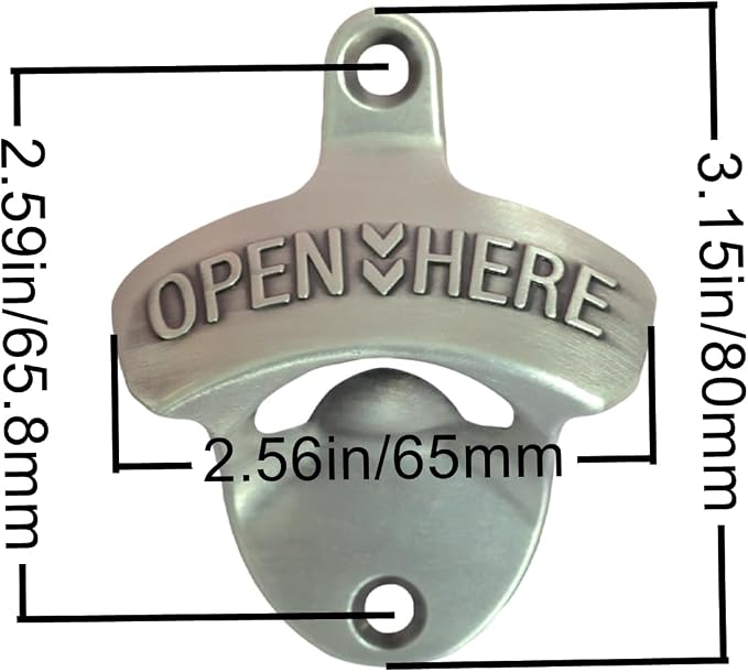 Old Style Wall Mounted Bottle Opener, Rustic Silver Rustproof Screw in Wall - Image 5