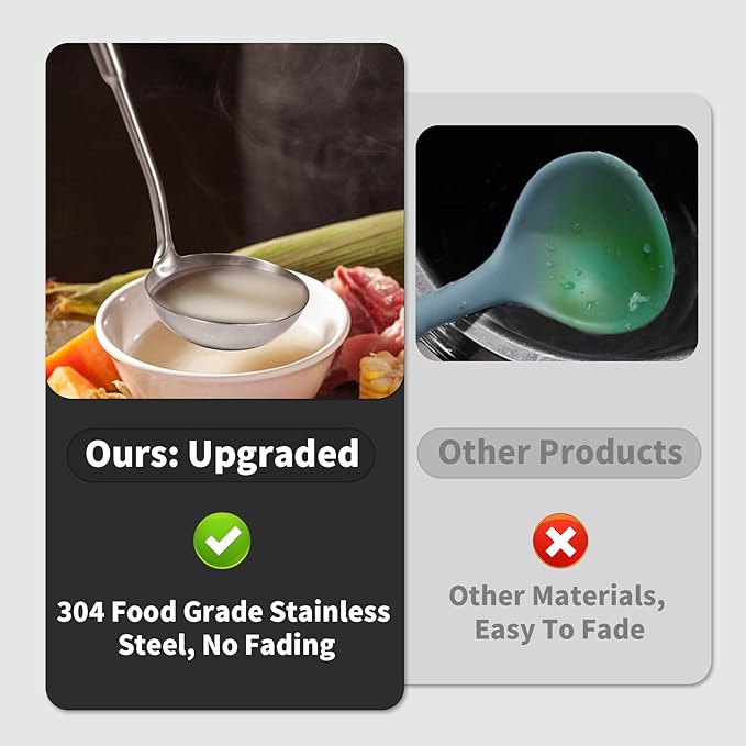 Newness 2 Pack Soup Ladle, Resilient 304 Stainless Steel Soup Spoon - Image 2
