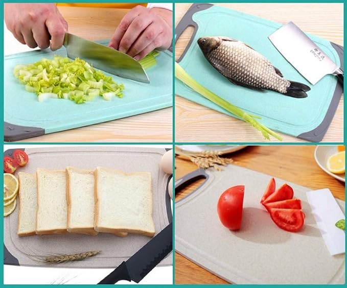 FLYINGSEA Cutting Boards For Kitchen, Anti-Skid Eco-Wheat Straw Cutting Board - Image 8