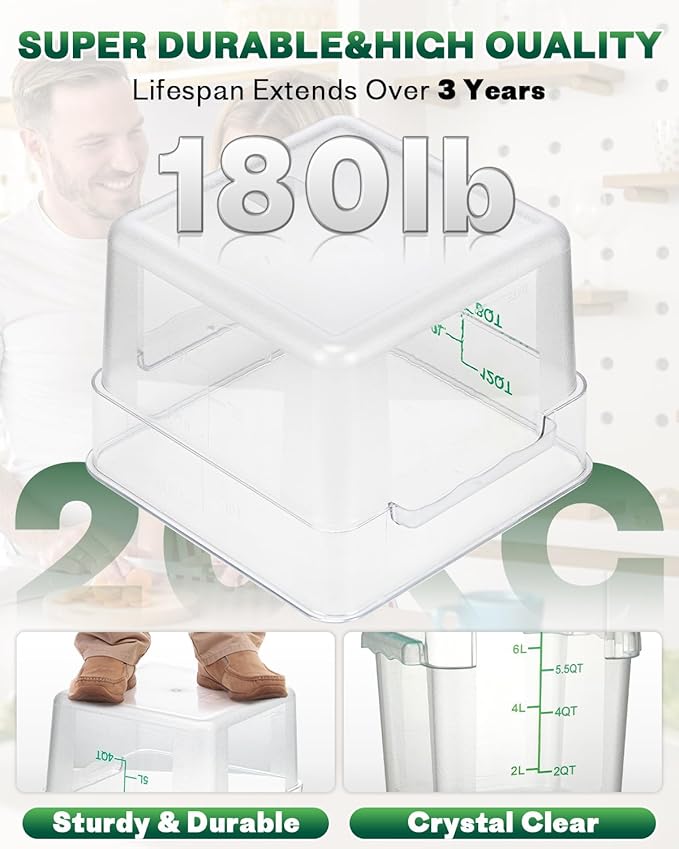 8QT Clear Food Storage Containers: 4 PCS NSF Food Storage Containers - Image 6