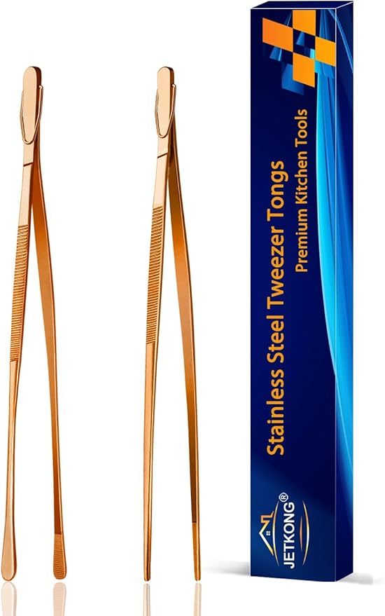 JETKONG 2 Pcs 9-Inch Kitchen Tweezers Cooking Tweezer Tongs Stainless Steel by JETKONG