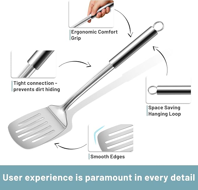 Pleafind Stainless Steel Cooking Utensils Set, Nonstick Kitchen Tools - Image 3
