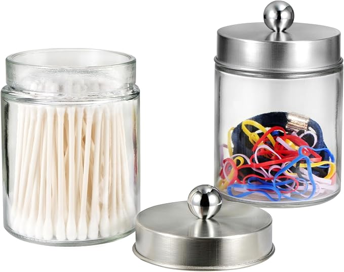 SheeChung Qtip Dispenser Holder 1pcs, Glass apothecary jars - Image 5