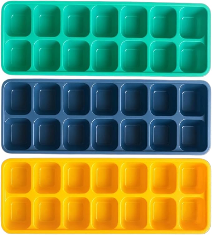 Reusable Flexible Easy Release White Ice Cube Tray, Durable Plastic Stackable by Brand