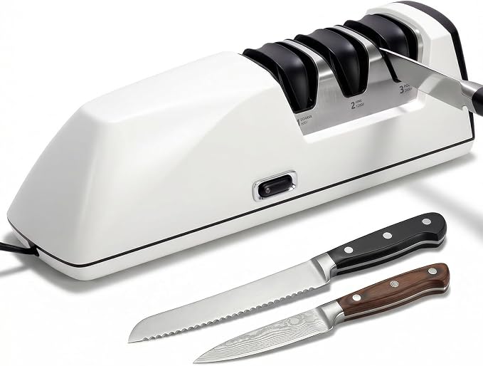 Professional Electric Knife Sharpener, 3-Stage High-Grit Diamond Sharpening by useluck