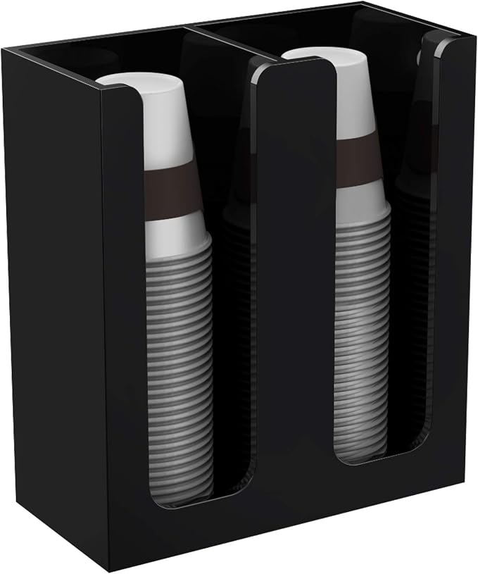 Richboom Acrylic Coffee Cup and Lid Storage Organizer Holder, 2 Compartments - Image 4
