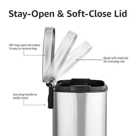 Amazon Basics Smudge Resistant Mini Rectangular Trash Can - Image 6