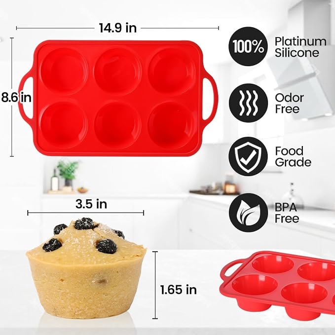 CAKETIME Jumbo Muffin Pan, 3.5 Inch Large Muffin Pan - Image 3