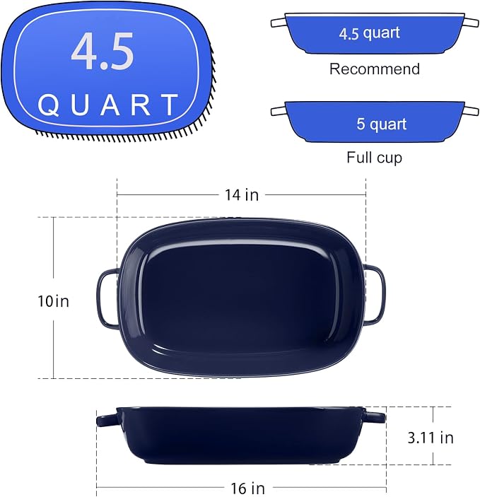 4.5 Quart Ceramic Baking Dish, Serving Bakeware - Image 6