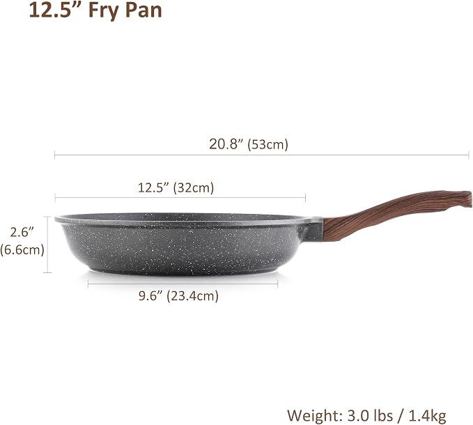 SENSARTE 12.5 Inch Nonstick Frying Pan Skillet, Swiss Granite Coating Omelette - Image 8