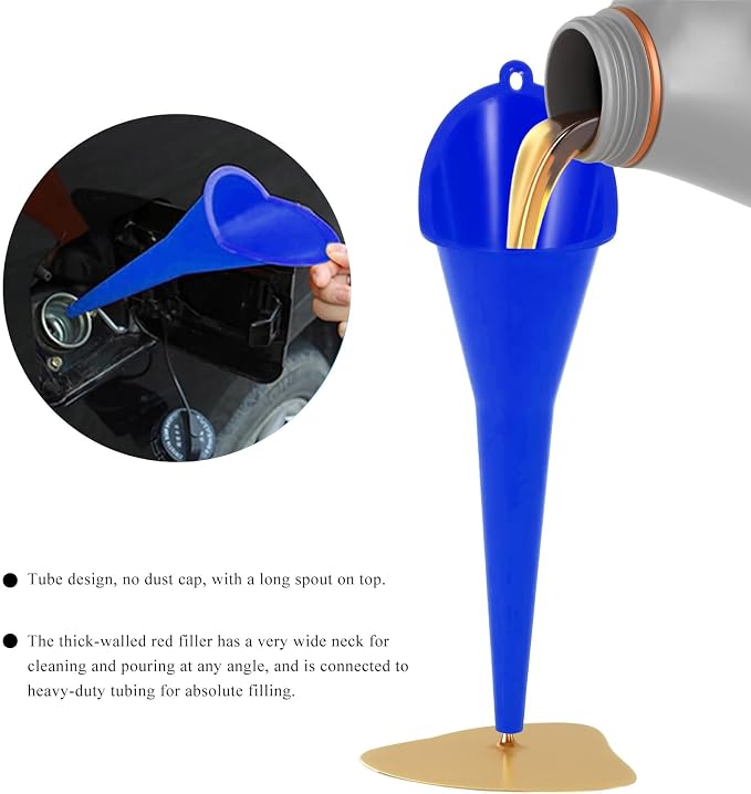 Oil Funnel, Plastic Long Neck Multi-Purpose Spill Saver Funnel, Engine Oil - Image 3